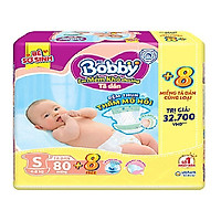 Tã Dán Bobby Sơ Sinh Siêu Thấm S80 (80 Miếng) + 8 Miếng Tã dán cùng loại