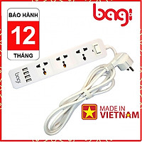 Ổ Cắm Điện Đa Năng Bagi 3 Ổ Điện + 4 Cổng USB