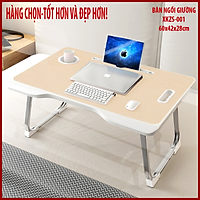 Bàn gấp gấp gọn ngồi giường nhập khẩu có khe bỏ ipad và khe đựng cốc/hộp bút XKZS-001 (60x42x28cm)