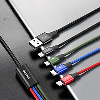 Dây cáp sạc đa năng Baseus Rapid 4 in 1 Type-C, 2 Lighning, Micro USB, cho iPhone/ iPad, Smartphone & Tablet Android (3.5A, 1.2M, Fast charge 4 in 1 Cable) - Hàng nhập khẩu
