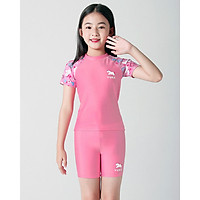Đồ bơi cho bé gái kiểu Hàn Quốc màu hồng phấn size từ 14kg đến 43kg