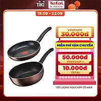 Combo 2 Chảo chiên chống dính đáy từ Tefal-Chảo chiên 28cm Day By Day G1430605 & Chảo sâu lòng 24cm G1436405 - Dùng mọi loại bếp - Chấm đỏ báo nhiệt thông minh - Hàng chính hãng
