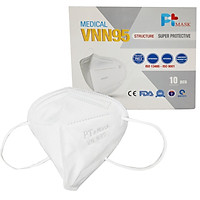 Hộp 10 Cái Khẩu Trang VNN95 PT Mask, 5 Lớp, kháng Khuẩn, Chống Bụi Siêu Mịn PM2.5, Màu Trắng - Đạt Các Chứng Chỉ ISO 13485, ISO 9001, CE, FDA, TGA.