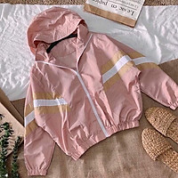 Áo Khoác Dù Nhẹ Nữ 2 Lớp Form Rộng Phối Sọc Tay Thời Trang Hàn Quốc, Áo Khoác Nữ, Áo Chống Nắng - free size