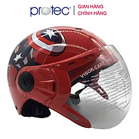 Mũ bảo hiểm trẻ em 1/2 đầu có kính Protec Kitty, họa tiết siêu anh hùng Captain American an toàn, thời trang cho bé trai