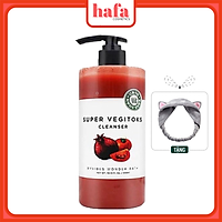 Sữa Rửa Mặt Sủi Bọt Khí "3 in 1" Tẩy Trang - Rửa Mặt - Thải Độc Tố Wonder Bath Super Vegitoks Cleanser 300ml (Màu đỏ) + Tặng kèm 1 băng đô tai mèo xinh xắn ( màu ngẫu nhiên)