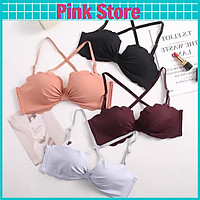 Áo Lót Nữ Không Gọng Su Đúc Thắt Nơ Đệm Mỏng Mút 2cm Thông Hơi PINK STORE