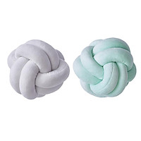 Set Of 2 Round Knot Pillow Soft Throw Pillow Sofa For Bedroom White Blue