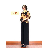 Bộ Đồ Trung Niên Cho Bà Cho Mẹ - Áo Lụa Hàn Châu Quần Tơ Đũi Yo Yo Cao Cấp