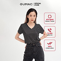 Áo thun nữ sọc cổ tim GUMAC phong cách năng động, trẻ trung ATB410