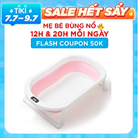 Chậu tắm cho bé gấp gọn báo nhiệt độ thau tắm cho trẻ sơ sinh từ 0-5 tuổi cài vòi hoa sen