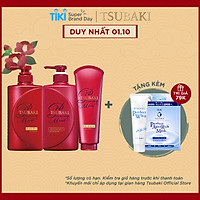Bộ Ba Chăm Sóc Tóc Dưỡng Tóc Bóng Mượt TSUBAKI Gội Xả (490ml/chai) + Kem Xả 180g