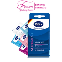 Bao Cao Su Ritex Sortment Mega Mix Tổng Hợp Cả 5 Cảm Xúc Ritex, Hộp 10 Chiếc Đức