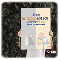Tranh động lực trang trí phòng làm việc - Vợ giận thì chồng bớt lời. Cơm sôi bớt lửa muôn đời không khê - DL288