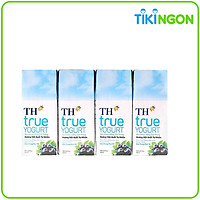 Lốc 4 hộp sữa Chua Uống Tiệt Trùng Hương Việt Quất Tự Nhiên TH True Yogurt 180ml