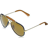 Ray-Ban RB3422Q Outdoorsman Craft Aviator Sunglasses, SHINY SILVER, 58 mm