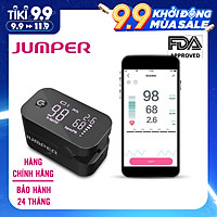 Máy đo nồng độ oxy máu SpO2, PR, PI Jumper JPD-500G (FDA Hoa Kỳ + xuất USA), Kết nối Bluetooth APP mobile, màn hình LED - Phiên bản màu Đen