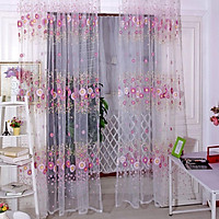 Sunflower Pattern Translucent Curtain Tulle for Living Room Bedroom Dercoration