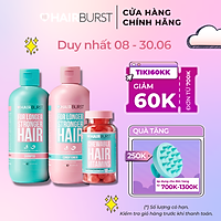 Combo set gội xả + kẹo dẻo Chewable HAIRBURST kích thích mọc tóc, chắc khỏe 350ml/chai + 60v/lọ