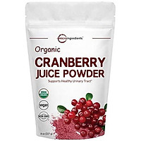 Sustainably US Grown, Organic Cranberry Juice Powder, 8 Ounce, Enhance Urinary Tract Cleanse, Bladder, Prostate Health and Immune System, Natural Flavor & Vitamin C for Smoothie, Vegan Friendly