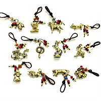 Bộ Móc Khóa Tượng Đồng 12 Con Giáp dùng làm đồ treo móc khóa, thủ công mỹ nghệ, trưng bày bàn sách, làm quà tặng độc lạ ý nghĩa, nhiều kích thước, màu đồng - TMT Collection - SP005252