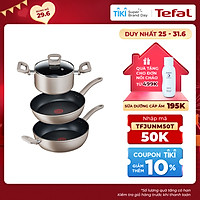 Bộ 3 Nồi, Chảo chiên, Chảo Chiên sâu lòng Tefal Sensations 20-24-28 - Cảnh báo nhiệt - Dùng cho mọi loại bếp - Hàng chính hãng