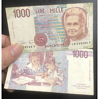 Tiền I-ta-li-a 1000 Lire sưu tầm, có phơi bảo quản sang trọng đi kèm
