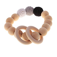 Wood Crochet Round Beads Ring Bracelet Teether Baby Grasping Nursing Toy