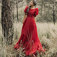 Đầm maxi mặc cưới tay ngắn phồng TRIPBLE T DRESS - size M/L -MS32Y