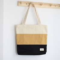 Túi tote vải canvas phom đứng phối sọc 3 màu thời trang COVI nhiều màu sắc T9