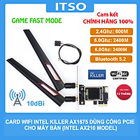 Card WIFI Bluetooth Intel Killer AX1675 (AX210) - Công nghệ WIFI 6E tốc độ 5374 Mbps tích hợp Bluetooth 5.2 kèm bộ đầu chuyển PCI - Hàng nhập khẩu