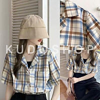Áo cộc tay nam nữ kiểu dáng sơ mi kẻ cổ V form rộng unisex/ Áo khoác nhẹ mùa hè phong cách hàn quốc_kudoshop