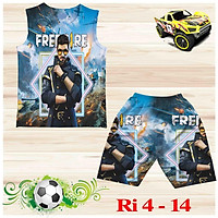 Đồ bộ bé trai, bộ ba lỗ cho bé trai hình Game Free Fire bigsize 18-36KG chất thun lạnh Thái mát