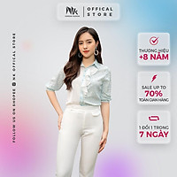 Áo Sơ Mi Nữ Công Sở NK FASHION Dài Tay Cổ Đức Phối Bèo Cách Điệu, Hoạ Tiết Thời Trang Nữ Tính NKSM2101010
