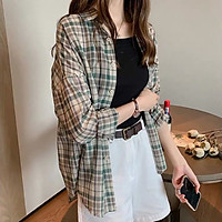 IELGY Plaid shirt women's long-sleeved loose niche