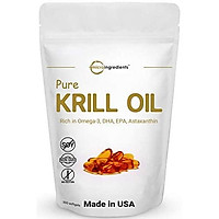 Antarctic Krill Oil Supplement, 1000mg Per Serving, 300 Softgels, Supports Immune System, Memory and Brain Health, Rich in Omega 3, Fatty Acids, DHA, EPA, Phospholipi and Astaxanthin, No GMOs