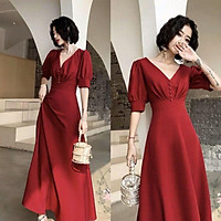Váy Maxi Tay Phồng Cao Cấp Loại 1 Có Size M-L-XL-XXL ( kèm ảnh + video thật )