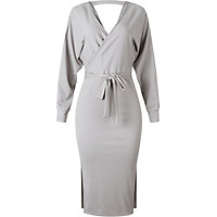 Women Sexy V Neck Side Split Bandage Dress Autumn New Fashion Slim High Waist Winter Dress Casual Solid Elegant Ladies Dress