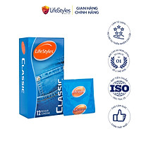 Bao cao su LifeStyles Classic làm từ cao su thiên nhiên thiết kế mỏng ôm sát cao cấp ( 12 bao / Hộp ) - Xuất xứ Úc ( Hàng Chính Hãng )