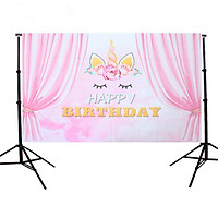 Pink Curtain Unicorn Birthday Backgrounds Party Events Photography Backdrop 3x5ft