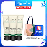 Bộ 3 bước chăm sóc da cơ bản Sukin Signature Kit ( Sữa rửa mặt tạo bọt Sukin Foaming Facial Cleanser 50ml + Kem tẩy tế bào chết dành cho da mặt Sukin Revitalising Facial Scrub 50ml + Kem Dưỡng Ẩm Dành Cho Da Mặt Sukin Signature Facial Moisturiser 50ml)