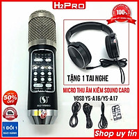 Micro thu âm livestream SU YOSO YS-A16/YS-A17 H2PRO 2 in 1 Sound card, Micro karaoke không dây tặng kèm tai nghe