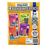 Help With HomeWork - 4 Book Bumper Pack : Maths , Phonics , Reading and Writing and Tell the Time (Ages 5+) (Includes Awesome Poster)