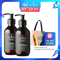 Combo Chăm Sóc Da Mặt Cho Nam Sukin For Men Sữa Rửa Mặt For Men Cleanser 225ml & Kem Dưỡng Ẩm For Men Moisturiser 225ml