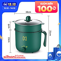 Nồi Điện Đa Năng 1.8 Lít - Nồi Điện Mini 2 Tầng Tặng Kèm Khay Hấp Cao Cấp - Hàng Chính Hãng miDoctor
