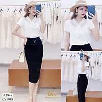 Set áo chất voan tơ phối chân váy bút chì lịch sự hợp thời trang công sở S1949_ Glady Kèm ảnh thật trải sàn