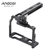 Andoer Aluminum Alloy Camera Cage Kit Protective Vlog Cage with Metal Top Handle Film Making System with Cold Shoe for