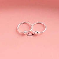Khuyên tai vòng tròn bi bạc, Bông tai nam nữ trẻ em bạc đẹp trang sức cao cấp Minh Thoa JEWELRY
