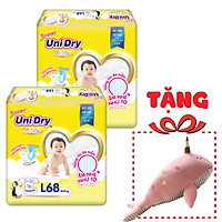 Combo 2 Tã Dán Unidry Super Gói Đại L68 (68 Miếng) - Tặng 1 Thú Bông Cá Heo (màu giao ngẫu nhiên)