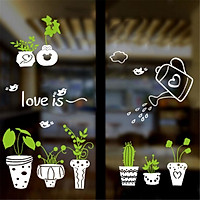 Potteds Green Leaves English Letters Wall Decal Home Sticker PVC Murals Vinyl Paper House Decoration Wallpaper